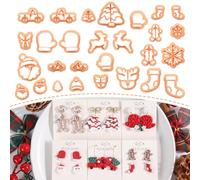 Puocaon Christmas Polymer Clay Cutters - 24 Winter Holiday Christmas Clay Cutters, Snowflake Reindeer Santa Claus Gingerbread Clay Earring Cutters Gloves Socks
