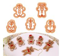 Puocaon Gingerbread Man Clay Cutters - 5 Pcs Christmas Holiday Polymer Clay Cutters for Jewelry Earrings, Cute Christmas Gift Polymer Clay Jewelry Making, Holiday Bear Gingerbread Man Clay Cutters