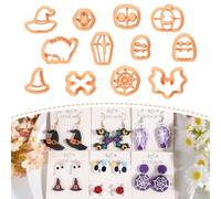 Puocaon Halloween Polymer Clay Cutters - 12 Pcs Witch Wizard Bat Ghost Pumpkin Halloween Clay Cutters for Earrings Jewelry Making