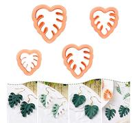 Puocaon Monstera Leaves Clay Cutters - 4 pcs Polymer Clay Cutters for Earrings, One Pattern in Different Sizes for Polymer Clay Jewelry, Drop Dangle Earrings Making