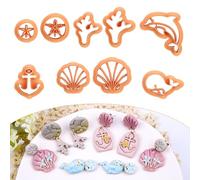 Puocaon Sea Polymer Clay Cutters - 9 Pcs Scallop Seashell, Sand Dollar, Anchor, Coral Dolphin Shapes for Polymer Clay Jewelry