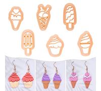 Puocaon Summer Lovin Clay Earring Cutters - 6 Shapes Clay Cutters for Polymer Clay Jewelry Making, Icecream Popsicle Polymer Clay Cutters for Earrings Making, Muffin Cone Sweetie Dessert Clay Cutter