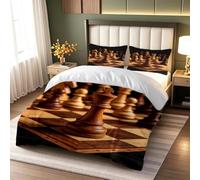 PUOJIEAT 3D Chess Duvet Cover Set Single Size Microfiber 2 Pieces