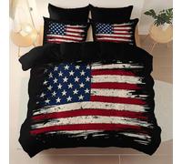 PUOJIEAT 3D Double Duvet Cover American Flag Soft Microfiber Bedding Sets Reversible American Flag Quilt Cover 200x200 cm and 2 Pillowcases 50x75 cm Adults Kids Printed Bedroom Bed Set r.520