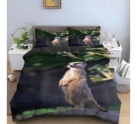 PUOJIEAT 3D Double Duvet Cover Animal Meerkats Soft Microfiber Bedding Sets Reversible Meerkat Quilt Cover 200x200 cm and 2 Pillowcases 50x75 cm Adults Kids Printed Bedroom Bed Set r.6224