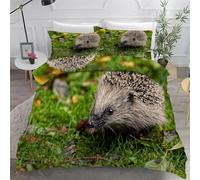 PUOJIEAT 3D Double Duvet Cover Hedgehog Animal Reversible Soft Microfiber Bedding Sets Wildlife Hedgehog Quilt Cover 200x200 cm and 2 Pillowcases 50x75 cm Adults Kids Printed Bedroom Bed Set r.8480