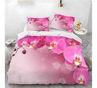PUOJIEAT 3D Double Duvet Cover Phalaenopsis Soft Microfiber Bedding Sets Orchid Quilt Cover 200x200 cm and 2 Pillowcases 50x75 cm Adults Kids Printed Bedroom Bed Set r.6446