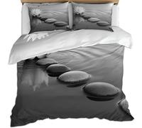 PUOJIEAT 3D Double Duvet Cover Stone Soft Microfiber Bedding Sets Reversible Zen Buddhism Quilt Cover 200x200 cm and 2 Pillowcases 50x75 cm Adults Kids Printed Bedroom Bed Set r.5389