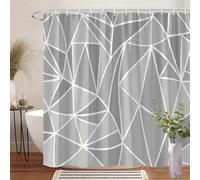 PUOJIEAT 3D Geometric Pattern Shower Curtain Mould proof Resistant Abstract Bathroom Curtain Waterproof Shower Curtains Washable Bath Curtains with Hooks for Wet Room, 200 x 220 cm 1901-ZUA