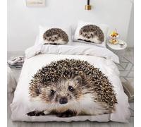 PUOJIEAT 3D King Size Duvet Cover Hedgehog Soft Microfiber Bedding Sets Hedgehog Quilt Cover 230x220 cm and 2 Pillowcases 50x75 cm Adults Kids Printed Bedroom Bed Set q1589