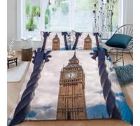 PUOJIEAT 3D London Single Duvet Cover Set Famous Buildings Bedding Set Soft Brushed Microfiber Quilt Cover 150x200 cm Bedroom Decor and 2 Pillowcases ZXC948