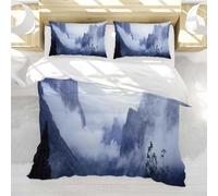 PUOJIEAT 3D Mountain Queen Size Duvet Cover Set Natural Landscape Bedding Set Soft Brushed Microfiber Quilt Cover 220x220 cm Bedroom Decor and 2 Pillowcases YUH2643