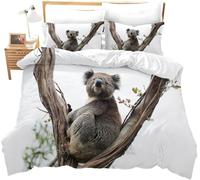 PUOJIEAT 3D Single Duvet Cover Animal Koala Soft Microfiber Bedding Sets Koala Quilt Cover 135x200 cm and 1 Pillowcase 50x75 cm Kids Printed Bedroom Bed Set r.278