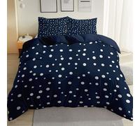 PUOJIEAT 3D Single Duvet Cover Blue Polka Dots Soft Microfiber Bedding Sets Reversible Geometric Dots Quilt Cover 135x200 cm and 1 Pillowcase 50x75 cm Kids Printed Bedroom Bed Set r.4697