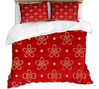 PUOJIEAT 3D Single Duvet Cover Red Japanese Soft Microfiber Bedding Sets Japanese Cherry Blossoms Quilt Cover 135x200 cm and 1 Pillowcase 50x75 cm Kids Printed Bedroom Bed Set r.122