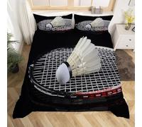 PUOJIEAT 3D Super King Duvet Cover Badminton Soft Microfiber Bedding Sets Badminton sports Quilt Cover 260x220 cm and 2 Pillowcases 50x75 cm Adults Printed Bedroom Bed Set r.828