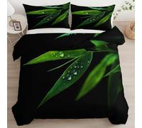 PUOJIEAT 3D Super King Duvet Cover Bamboo Leaves Reversible Soft Microfiber Bedding Sets Black Chinese Style Quilt Cover 260x220 cm and 2 Pillowcases 50x75 cm Adults Printed Bedroom Bed Set t.2468