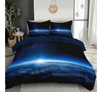 PUOJIEAT 3D Super King Duvet Cover Blue Starry Sky Soft Microfiber Bedding Sets Reversible Celestial Body Quilt Cover 260x220 cm and 2 Pillowcases 50x75 cm Adults Printed Bedroom Bed Set r.396