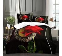 PUOJIEAT 3D Super King Duvet Cover Musical Instrument Soft Microfiber Bedding Sets Rose Quilt Cover 260x220 cm and 2 Pillowcases 50x75 cm Adults Printed Bedroom Bed Set r.3265