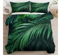 PUOJIEAT 3D Super King Duvet Cover Palm Leaf Reversible Soft Microfiber Bedding Sets Green Leaves Quilt Cover 260x220 cm and 2 Pillowcases 50x75 cm Adults Printed Bedroom Bed Set t.2750