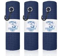 Puomue 3 Pack Microfiber Fishing Towels with Clip, 16" X 16", Waffle Pattern for Effective Cleaning of Fishing Gears or Dirty Hands, Perfect for Camping Towels and Hiking Towles (Blue, 16"X16")