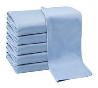 Puomue 6 Pack Microfiber Glass Cleaning Cloth, 12 Inch X 16 Inch, Lint Free Quickly Clean Window, Glasses, Windshields, Mirrors, and Stainless Steel, Blue