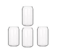 Puooifrty 4 Pack Can Shape Glass Water Milk Simple Cup Beer Glass Shake Glass Dessert Cup Mug, 400ML