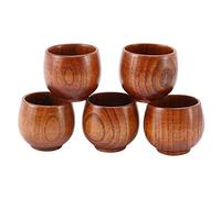 Puooifrty 5pcs Tea Set - Small Green Wooden Cup Set With Natural Wood Wine Cup