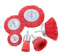 Puooifrty 6Pcs Nylon Filament Abrasive Wire Brush Wheel & Cup Brush Set with 1/4 Inch, 6 Sizes Nylon Set Perfect