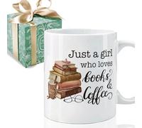 Puouoonyi Just a Girl Who Loves Books Funny Books Mug for Book Lovers Women Readers, Bookish Gifts, Bookworm Book Club Librarian Gift