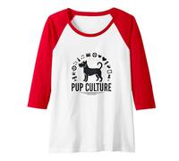 Pup Culture: Dog Lover's Entertainment Icon Collection Raglan Baseball Tee, Women, Red/White, S