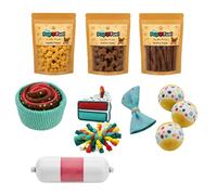 Pup Fuel Dog Birthday Box Gift Set, Natural Treats, Goat Softies, Cheese Bones, Beef Liver Bones, Pate, Birthday Toy, Balls and Accessories, for Small to Large Dogs
