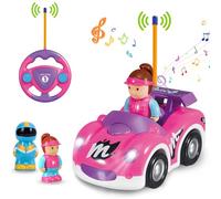 Pup Go RC Race Car for Toddler Age 18 Months+, Early for Girls | 2 Removable Dolls with Horn Sound & Flashing Lights, First Remote Control Toys Car (Pink Purple)