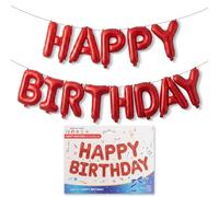 Pup Go Red Happy Birthday Balloons Banner Decor for Kids & Adults, 16 Inch Self Inflating Foil Letter Balloons, Shiny Surface Long-Lasting & Leak-Proof, Suitable for Men, Women, Boys and Girls