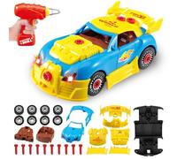 Pup Go Take Apart Racing Car Toy, Kids Construction Toys with Lights & Sounds for Boys Age 3+ Year Old, 30 Pieces Building Toys with Electric Drill Tool & 4 Spare Screws, Easy to Build Your Own Car