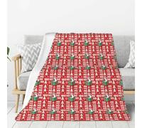 Pup Knit Print Modern Xmas Flannel Blanket 203x152cm | Minimalist Art Throw For Indoor Festive Interior Styling