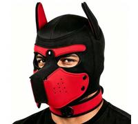 Pup Mask, Pup Hood, Removable Dog Full Face Puppy Play Hood (Red)