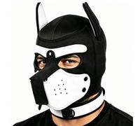 Pup Mask, Pup Hood, Removable Dog Full Face Puppy Play Hood (White)