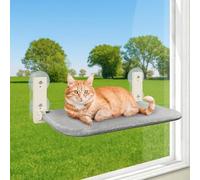 PUPAGREE Cordless Folding Cat Window Perch, Cat Hammock for Window and Wall, with 4 Suction Cups, Sturdy Setal Frame for Glass Windows and Interior Walls (Grey Large)