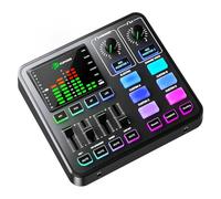PUPGSIS Gaming Audio Mixer, Audio Interface with Pro-preamp, 48V Phantom Power, Bluetooth 5.3, RGB Lighting, PC Sound Board for Streaming, Podcasting, Recording, Content Creation