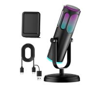 PUPGSIS USB PC Microphone, Gaming Mic for Streaming, Podcast, Twitch, YouTube, Discord on Mac&Windows, Condenser Recording Microphone with Mute, Gain, Monitoring, Pop Filter, RGB Indicator-Black