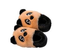 Pupils Panda Plush Slippers - Fall Winter Warm Cute Cartoon House Shoes with Non-Slip Sole, Indoor Lounge Footwear for Kids