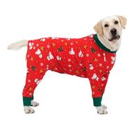 PupJamas Dog Jumpsuit - Medium/Large, Lightweight Cotton, Anti-Hair, Post-Surgery Recovery Clothes - Christmas