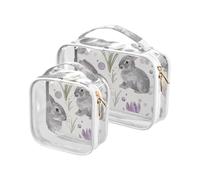 Puple Lily Calla Cute Bunnies 2 Pack Clear Toiletry Bag Travel TSA Approved Reusable Travel Makeup Bag Men’s Shaving kit