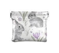 Puple Lily Calla Cute Bunnies Fashion Women PU Leather Coin Purse Fancy Makeup Period Bag for Men Women Travel monedas para