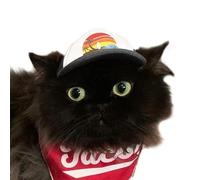 PupLid Trucker Hats for Kittens - Premium Stylish Sun Protection for The Modern Cat - Adjustable Secure Fitting Cat Hat(Black, Island Sunset)