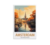 PuPLuM Amsterdam Netherlands Vintage Travel Posters Sunset 08x12inch(20x30cm) Canvas Wall Art Posters for Living Room Decor Paintings for Home Decor