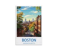 PuPLuM Boston Massachusetts Vintage Travel Posters 08x12inch(20x30cm) Canvas Wall Art Posters for Living Room Decor Paintings for Home Decor