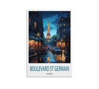 PuPLuM Boulevard St Germain Paris Vintage Travel Posters 12x18inch(30x45cm) Canvas Wall Art Posters for Living Room Decor Paintings for Home Decor