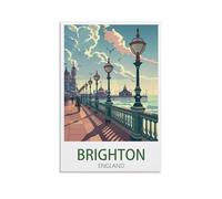 PuPLuM Brighton England Vintage Travel Poster Coast 08x12inch(20x30cm) Canvas Wall Art Posters for Living Room Decor Paintings for Home Decor